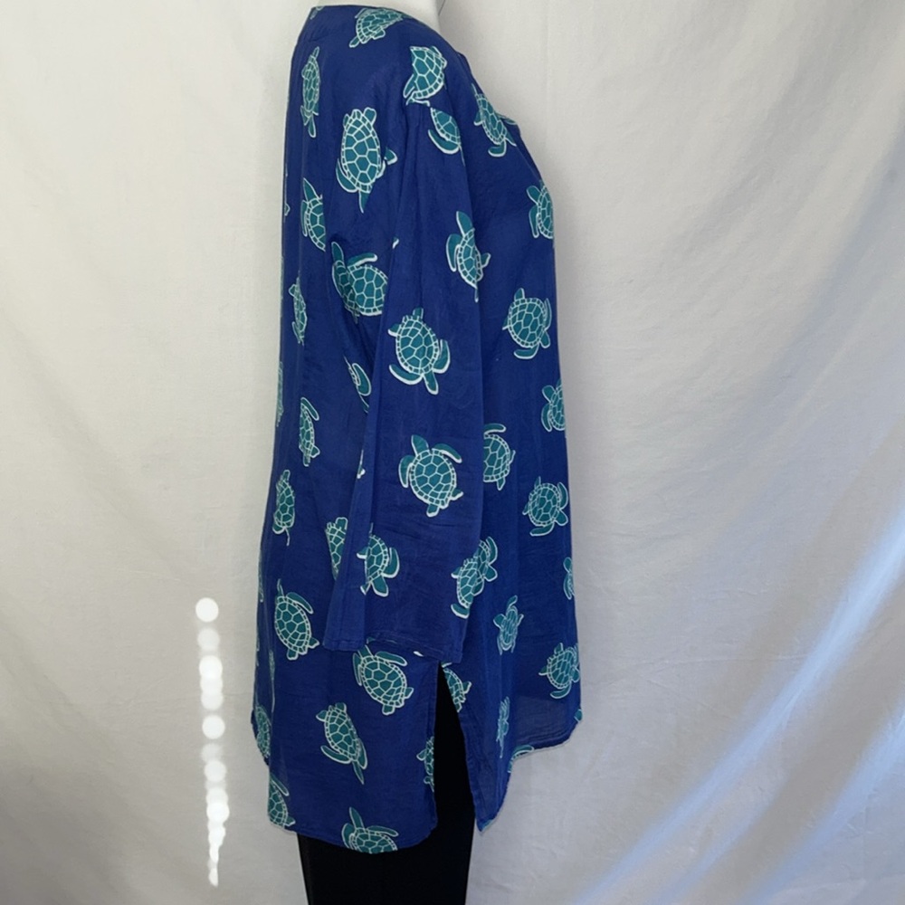 KikiSol Swim Tunic with Teal Turtle Print